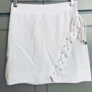 Fletch White Mini Skirt with Side Lace UP